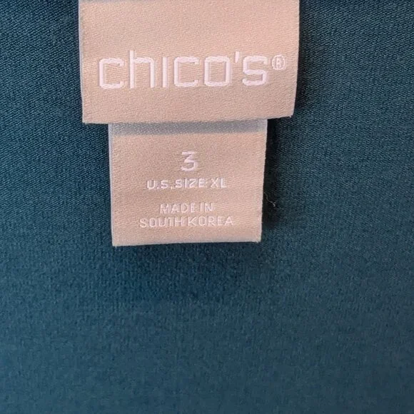 Chico's Teal V-neck Long Sleeve Top - Picture 3 of 6